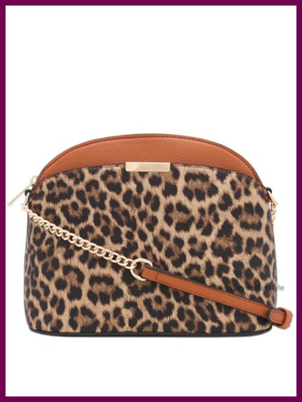 Faux Leather Dome Crossbody Bag with Chain Strap Adjustable